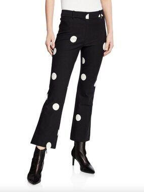 Derek Lam 10 Crosby | Size 8 | Cropped Flare Pants in Black and Ivory Polka Dot